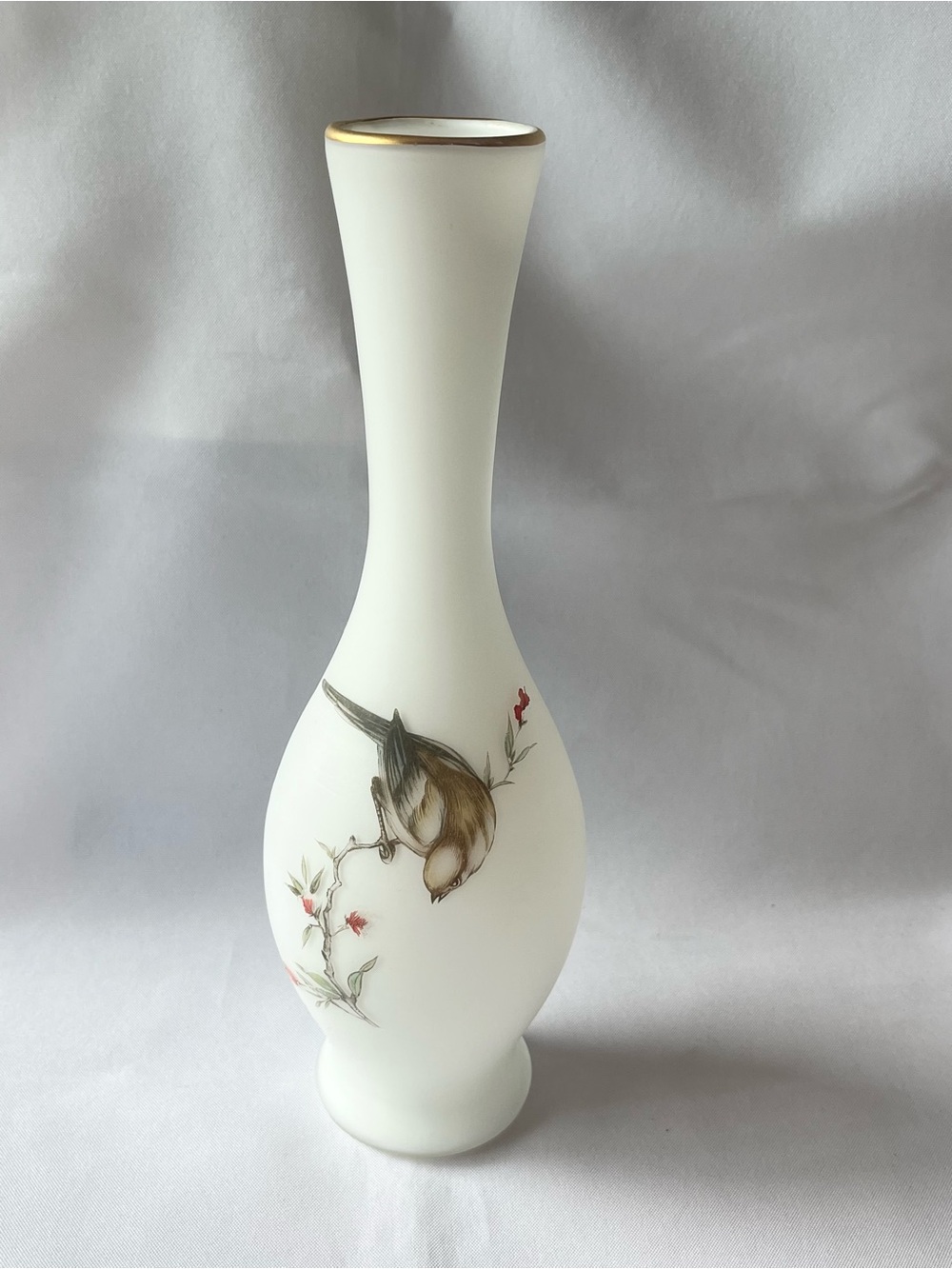 1960s Frosted Norleans Frosted Satin Art Glass Bud Vase From Italy